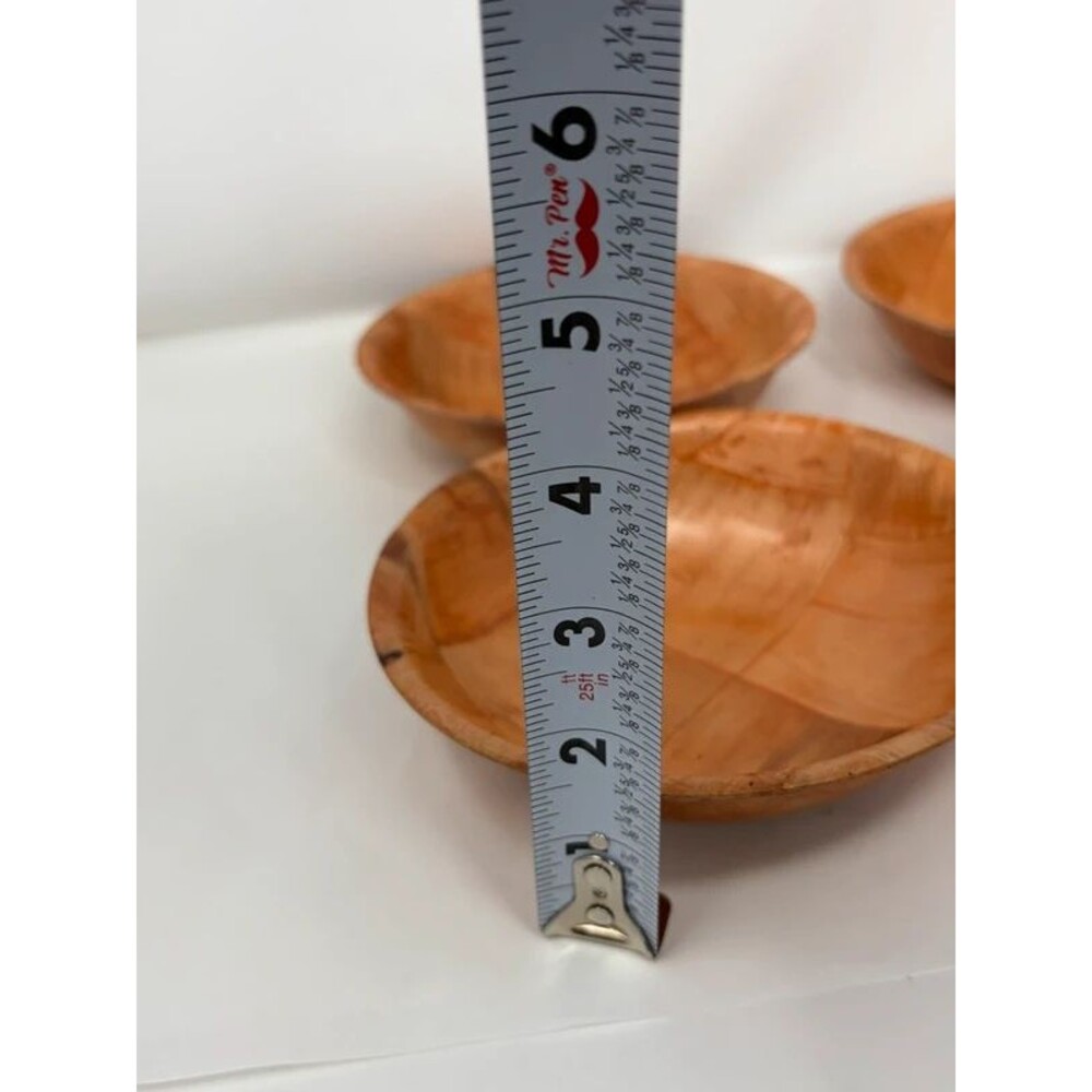 Set of 4 vintage vintage woven wood parquet salad bowls